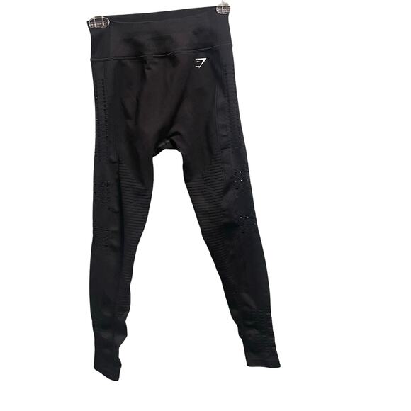 Gymshark Laser Cut High Rise Black Leggings Size Small Gym Workout Athletic - Picture 1 of 4